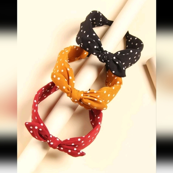 Polka Dot Pattern Hair Hoop Choose Red Black or Mustard Yellow - Picture 1 of 3